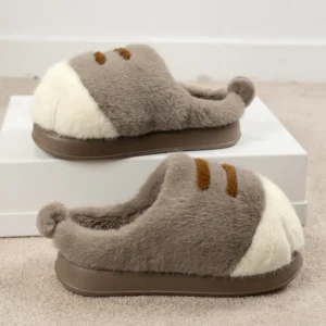 3D Cat Paw Plush Slippers Warm Slip-on House Shoes Comfortable Fluffy Home Slippers Anti Slip Cute Paw Slippers for Men Women